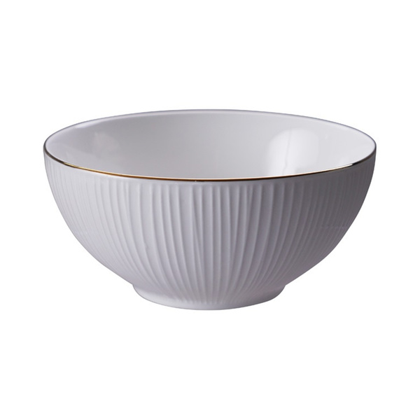 nippon rim bowl lines, white-gold 15x7cm, 6/36 1Pc