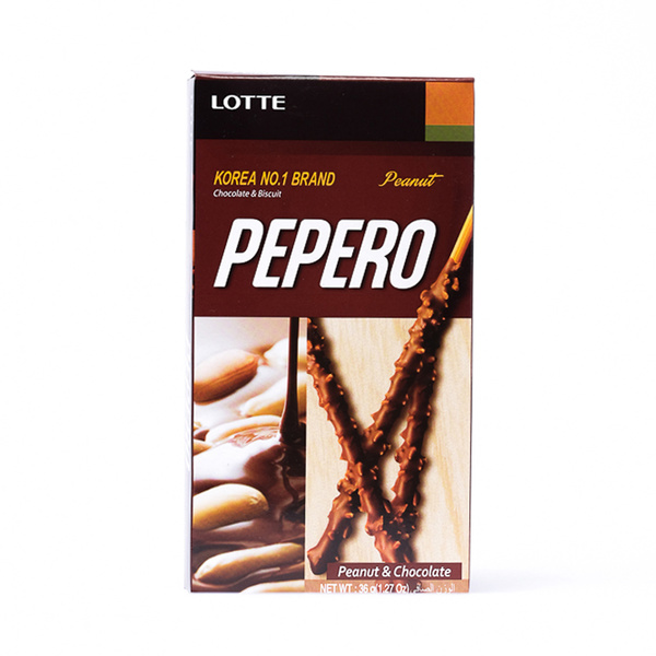 pepero peanut & chocolate cookie stick 36gr