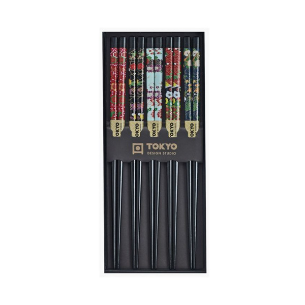 CHOPSTICK BLACK, FLOWER SET/5 1Set