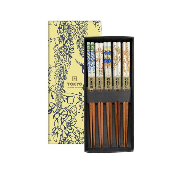 CHOPSTICK FLORAL PATTERNS GIFTBOX, SET/5 1Set