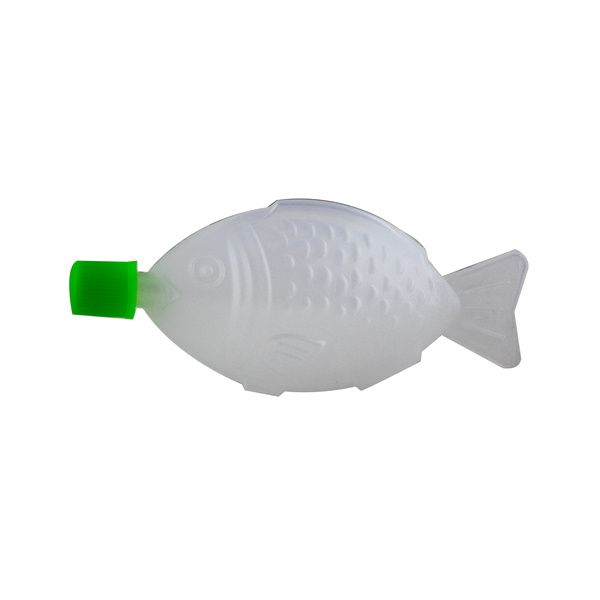 PLASTIC JAR (FISH SHAPE) WITH GREEN CUP 100PCS/SET, 8.2 ML 2.5GR
